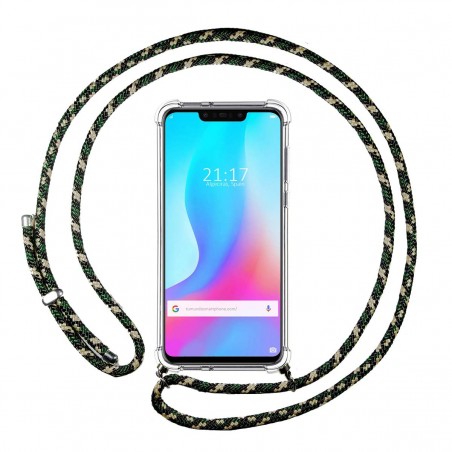 Funda Colgante Transparente para Huawei P Smart Plus con Cordon Verde / Dorado