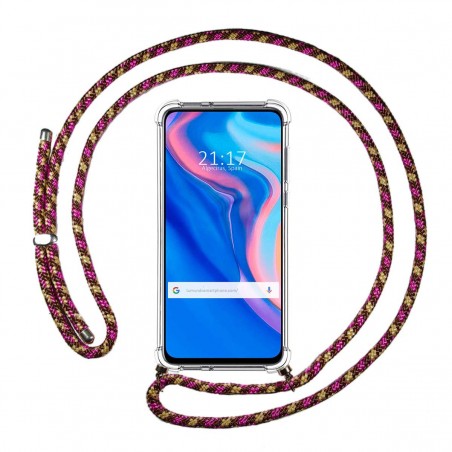 Funda Colgante Transparente para Huawei P Smart Z con Cordon Rosa / Dorado