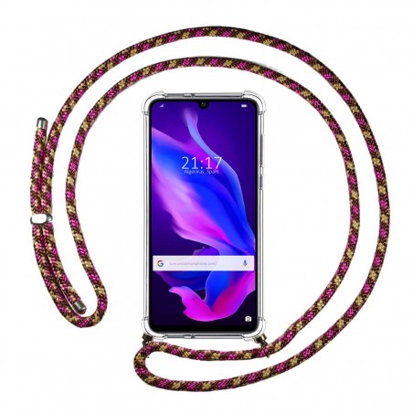 Funda Colgante Transparente para Huawei P30 Lite con Cordon Rosa / Dorado