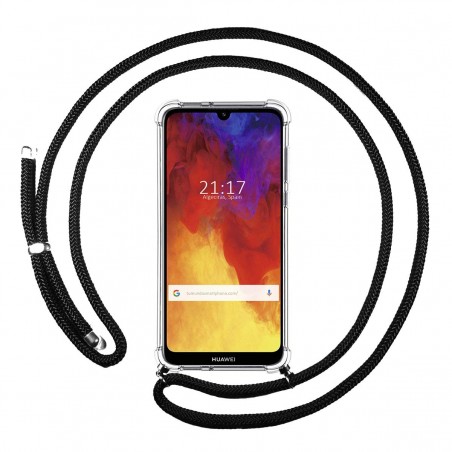 Funda Colgante Transparente para Huawei Y6 2019 / Y6s 2019 con Cordon Negro