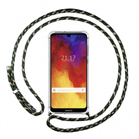 Funda Colgante Transparente para Huawei Y6 2019 / Y6s 2019 con Cordon Verde / Dorado