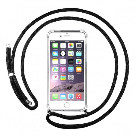 Funda Colgante Transparente para Iphone 6 Plus / 6S Plus con Cordon Negro