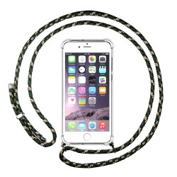 Funda Colgante Transparente para Iphone 6 Plus / 6S Plus con Cordon Verde / Dorado