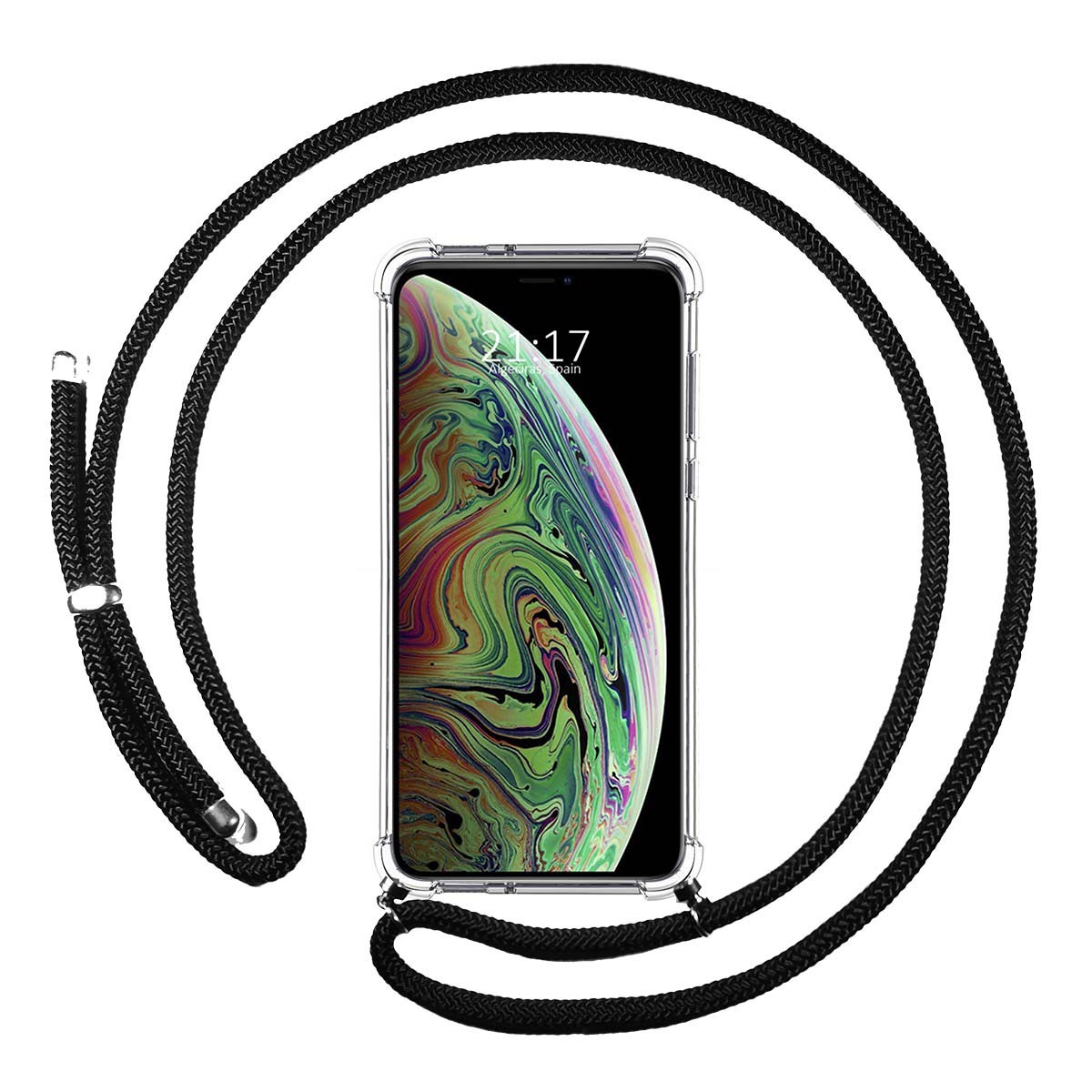 Funda Colgante Transparente para Iphone X / Xs con Cordon Negro