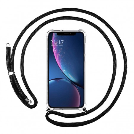 Funda Colgante Transparente para Iphone Xr con Cordon Negro