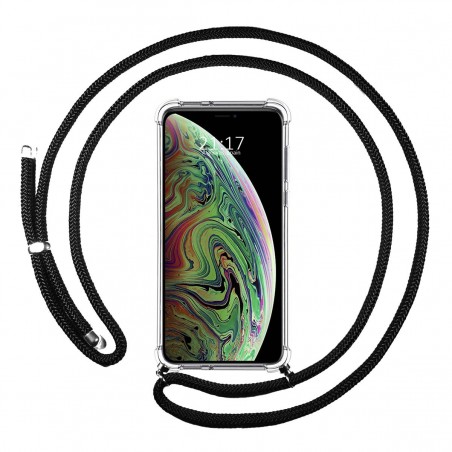 Funda Colgante Transparente para Iphone Xs Max con Cordon Negro