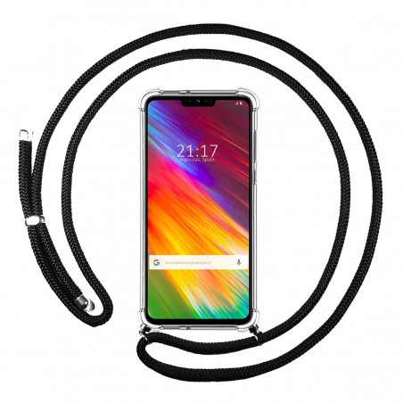 Funda Colgante Transparente para Lg G7 Fit con Cordon Negro