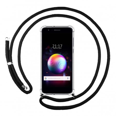 Funda Colgante Transparente para Lg K11 con Cordon Negro