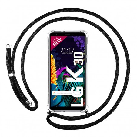 Funda Colgante Transparente para Lg K30 con Cordon Negro
