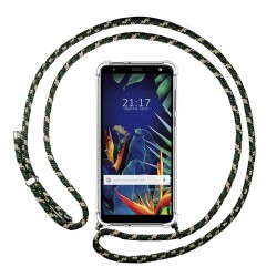 Funda Colgante Transparente para Lg K40 con Cordon Verde / Dorado