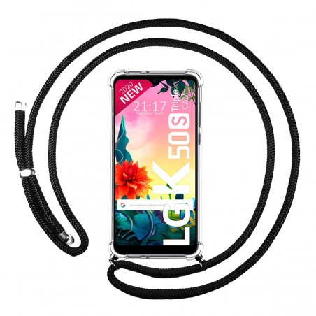 Funda Colgante Transparente para Lg K50S con Cordon Negro