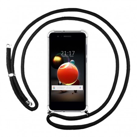 Funda Colgante Transparente para Lg K9 con Cordon Negro