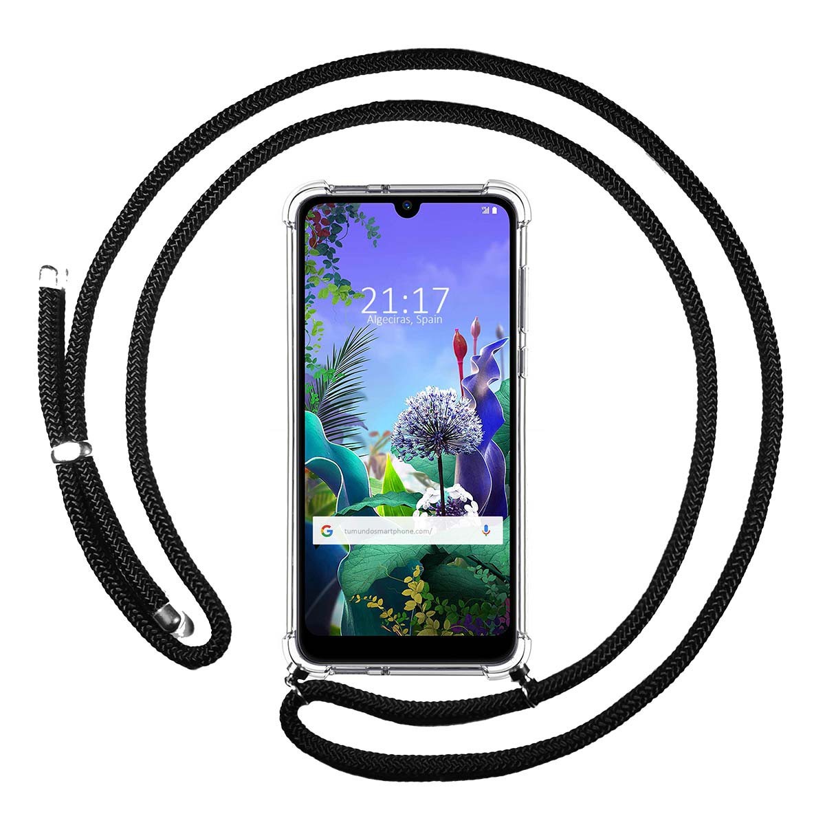 Funda Colgante Transparente para Lg Q60 / K50 con Cordon Negro