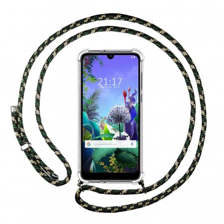 Funda Colgante Transparente para Lg Q60 / K50 con Cordon Verde / Dorado