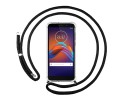 Funda Colgante Transparente para Motorola Moto E6 Play con Cordon Negro