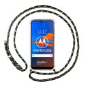 Funda Colgante Transparente para Motorola Moto E6 Plus con Cordon Verde / Dorado