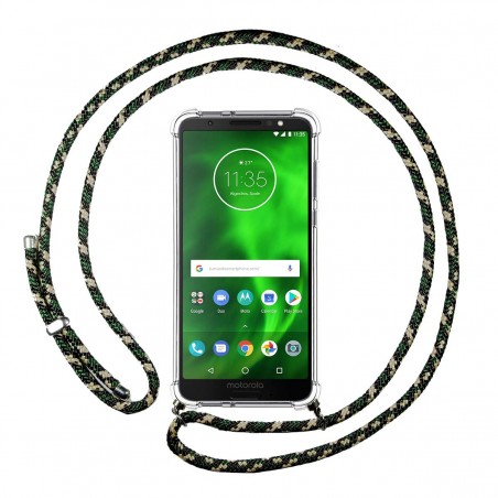 Funda Colgante Transparente para Motorola Moto G6 con Cordon Verde / Dorado