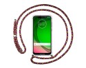 Funda Colgante Transparente para Motorola Moto G7 Play con Cordon Rosa / Dorado