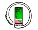 Funda Colgante Transparente para Motorola Moto G7 Play con Cordon Verde / Dorado
