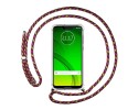 Funda Colgante Transparente para Motorola Moto G7 Power con Cordon Rosa / Dorado