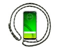 Funda Colgante Transparente para Motorola Moto G7 Power con Cordon Verde / Dorado