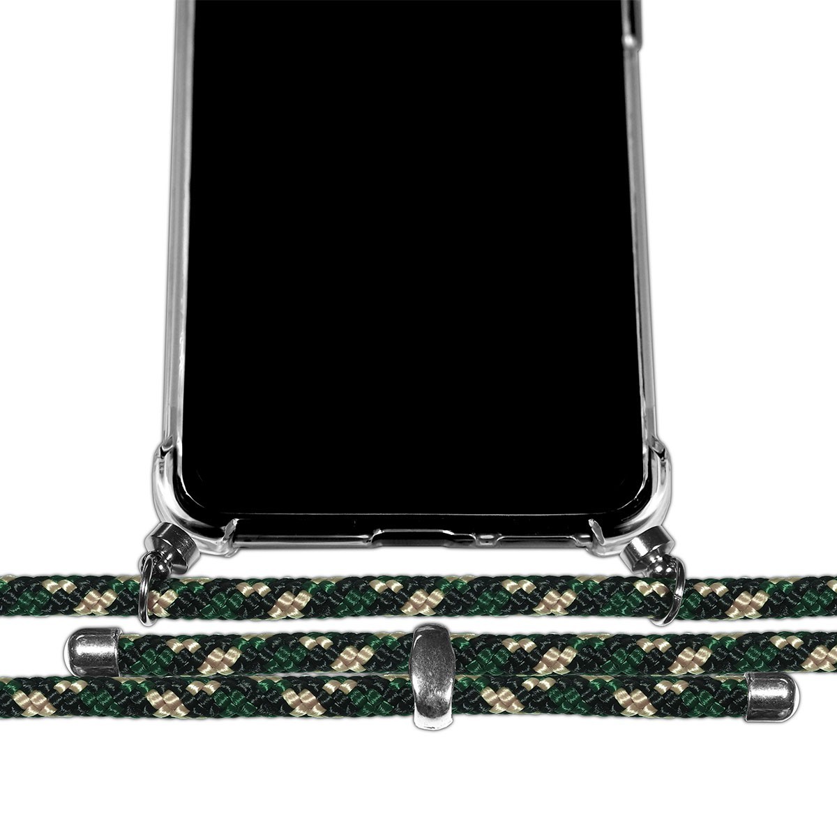 Funda Colgante Transparente para Motorola Moto G7 Power con Cordon Verde / Dorado