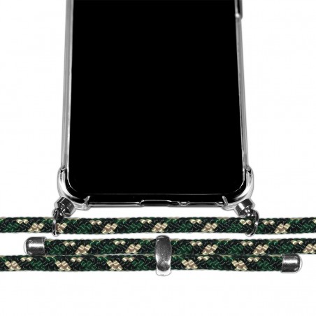 Funda Colgante Transparente para Motorola Moto G7 Power con Cordon Verde / Dorado