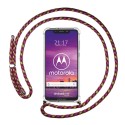 Funda Colgante Transparente para Motorola One con Cordon Rosa / Dorado
