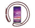Funda Colgante Transparente para Motorola One con Cordon Rosa / Dorado