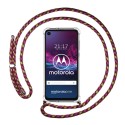 Funda Colgante Transparente para Motorola One Action con Cordon Rosa / Dorado