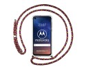 Funda Colgante Transparente para Motorola One Vision con Cordon Rosa / Dorado