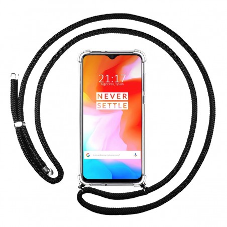 Funda Colgante Transparente para Oneplus 6T con Cordon Negro