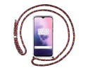 Funda Colgante Transparente para Oneplus 7 con Cordon Rosa / Dorado
