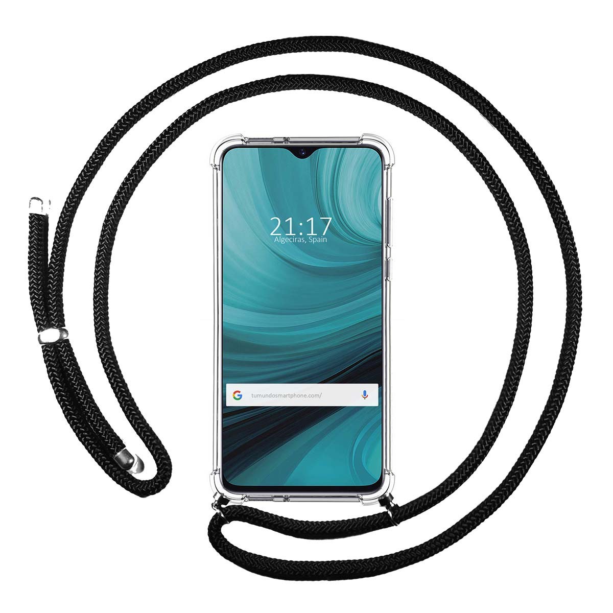 Funda Colgante Transparente para Oppo Ax7 con Cordon Negro