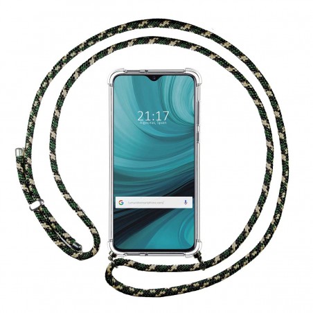Funda Colgante Transparente para Oppo Ax7 con Cordon Verde / Dorado
