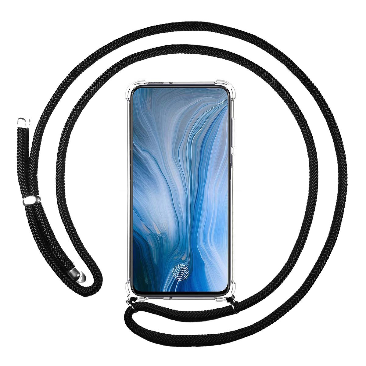 Funda Colgante Transparente para Oppo Reno con Cordon Negro