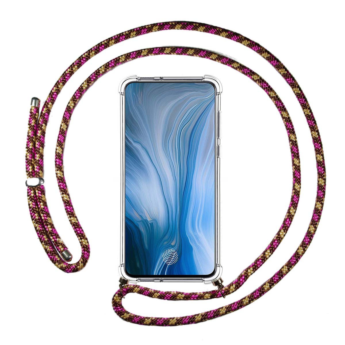 Funda Colgante Transparente para Oppo Reno con Cordon Rosa / Dorado