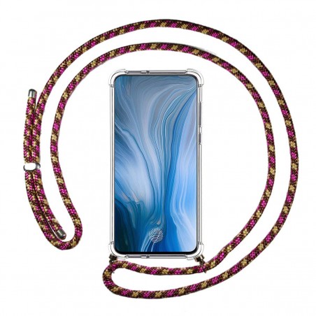 Funda Colgante Transparente para Oppo Reno con Cordon Rosa / Dorado