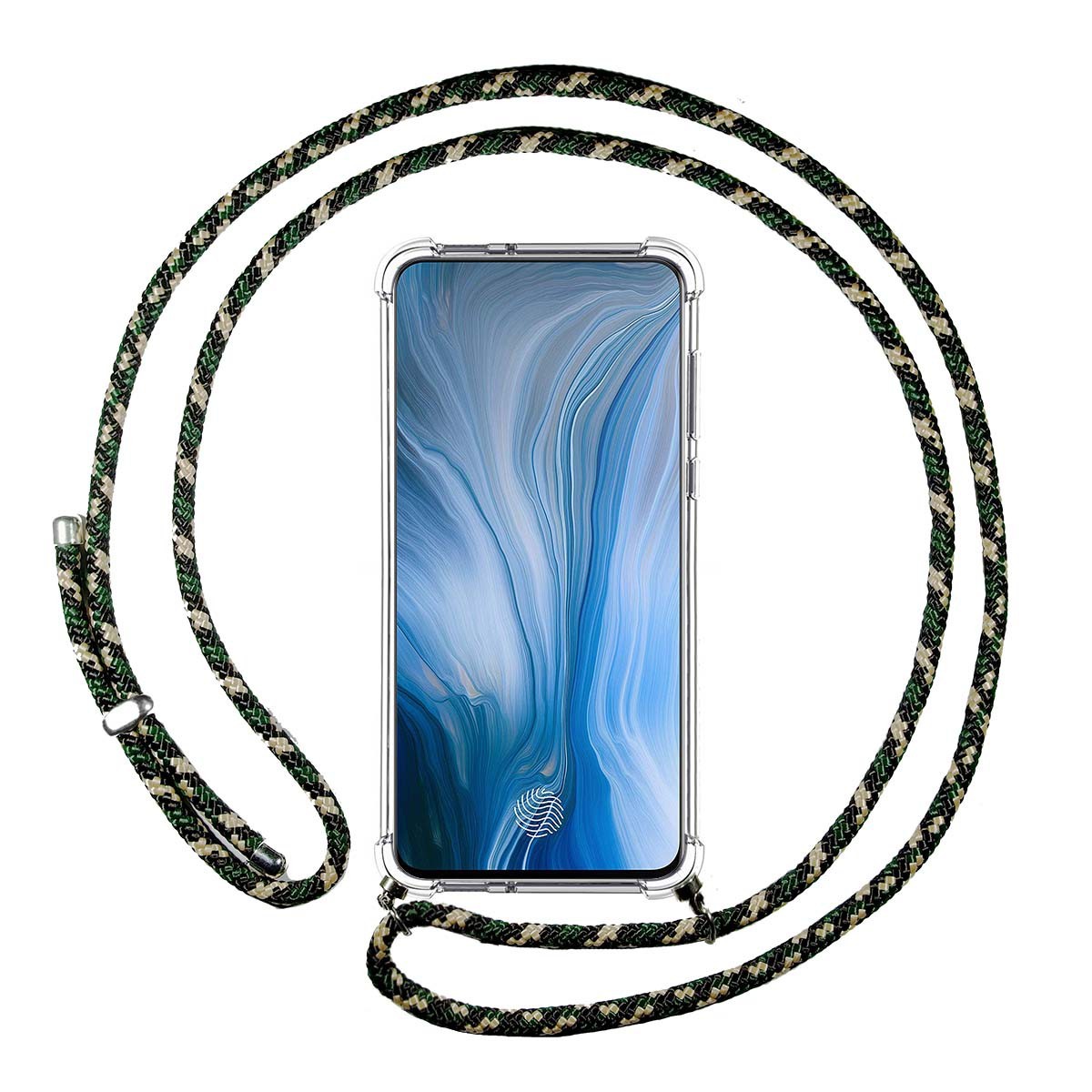 Funda Colgante Transparente para Oppo Reno con Cordon Verde / Dorado