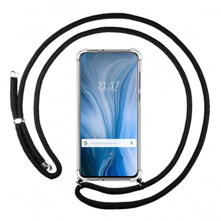 Funda Colgante Transparente para Oppo Reno 10x Zoom con Cordon Negro