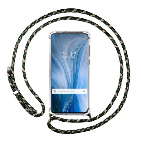 Funda Colgante Transparente para Oppo Reno 10x Zoom con Cordon Verde / Dorado