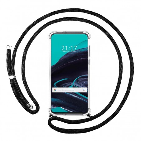 Funda Colgante Transparente para Oppo Reno 2 con Cordon Negro