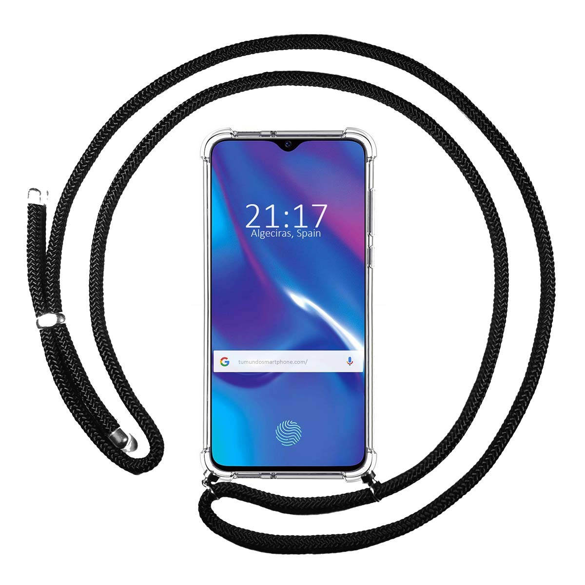 Funda Colgante Transparente para Oppo RX17 Neo con Cordon Negro