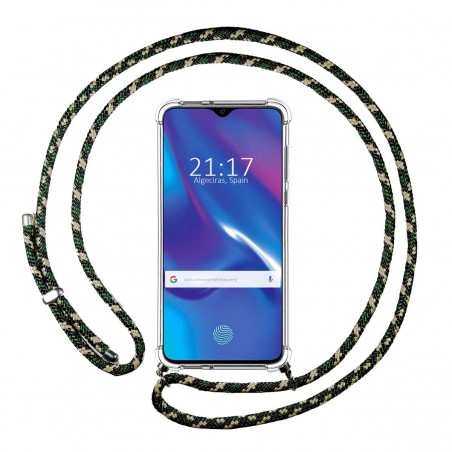 Funda Colgante Transparente para Oppo RX17 Neo con Cordon Verde / Dorado