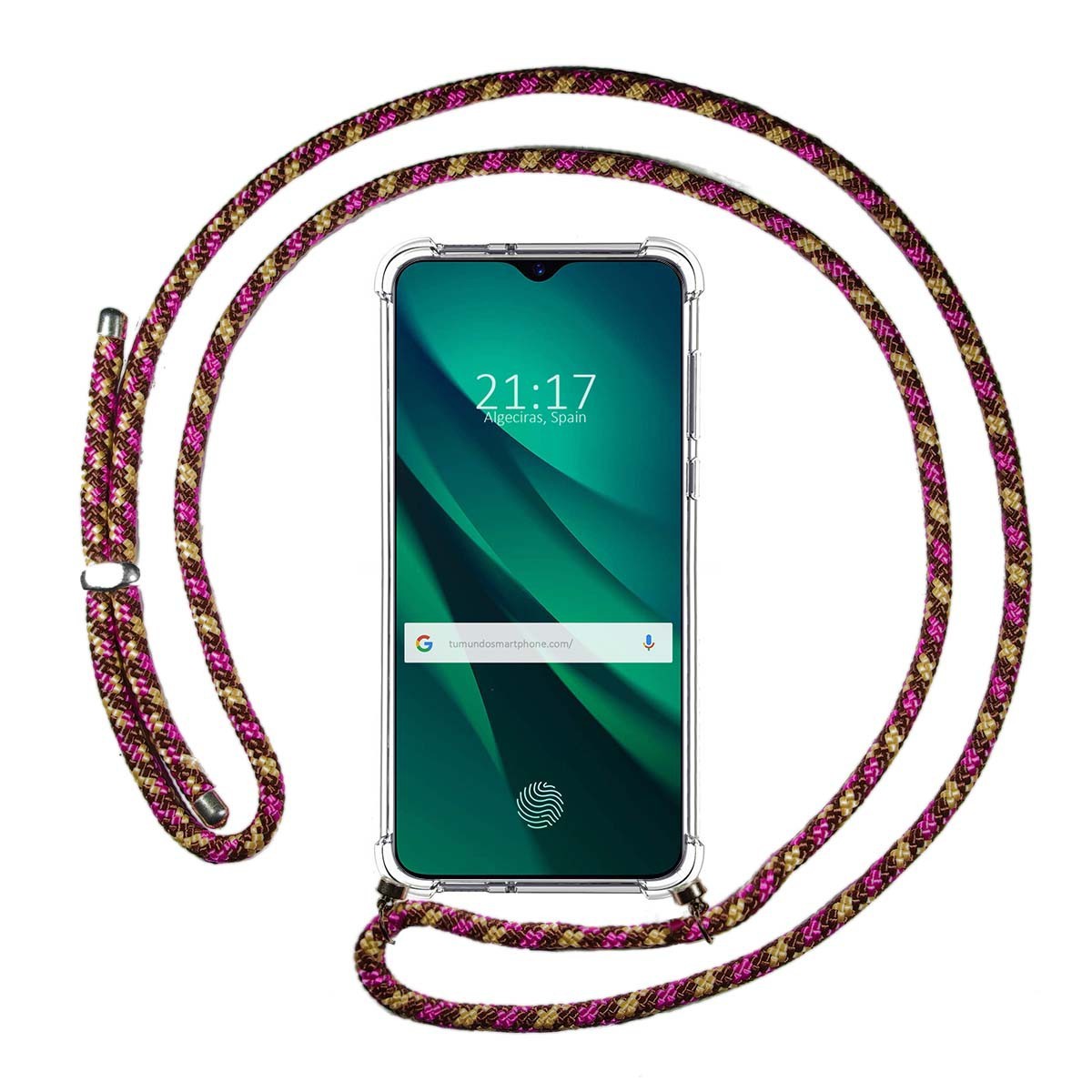 Funda Colgante Transparente para Oppo RX17 Pro con Cordon Rosa / Dorado