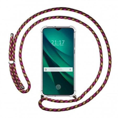 Funda Colgante Transparente para Oppo RX17 Pro con Cordon Rosa / Dorado