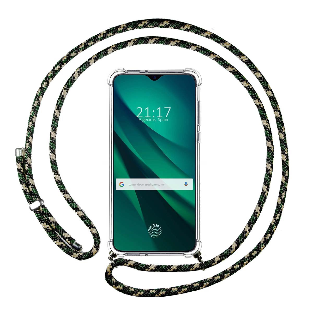 Funda Colgante Transparente para Oppo RX17 Pro con Cordon Verde / Dorado