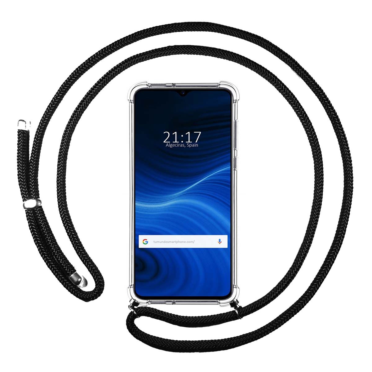 Funda Colgante Transparente para Realme X2 Pro con Cordon Negro