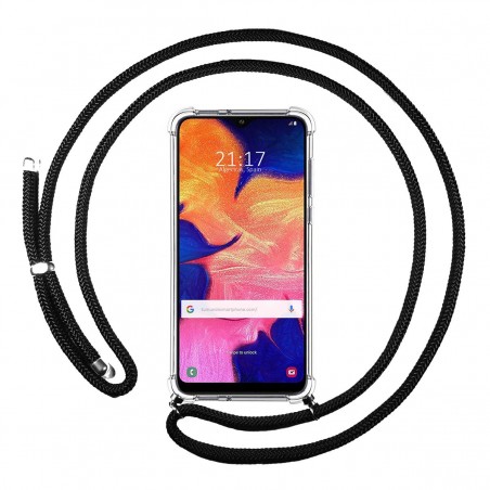 Funda Colgante Transparente para Samsung Galaxy A10 con Cordon Negro