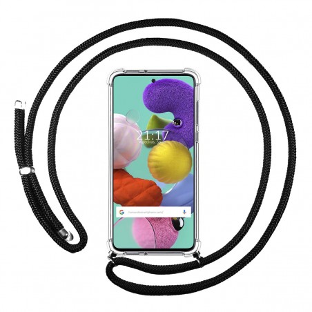Funda Colgante Transparente para Samsung Galaxy A51 con Cordon Negro